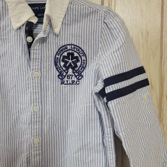 Ralph Lauren Striped Oxford Long sleeves Shirt Girls Dress 2T - Picture 4 of 4